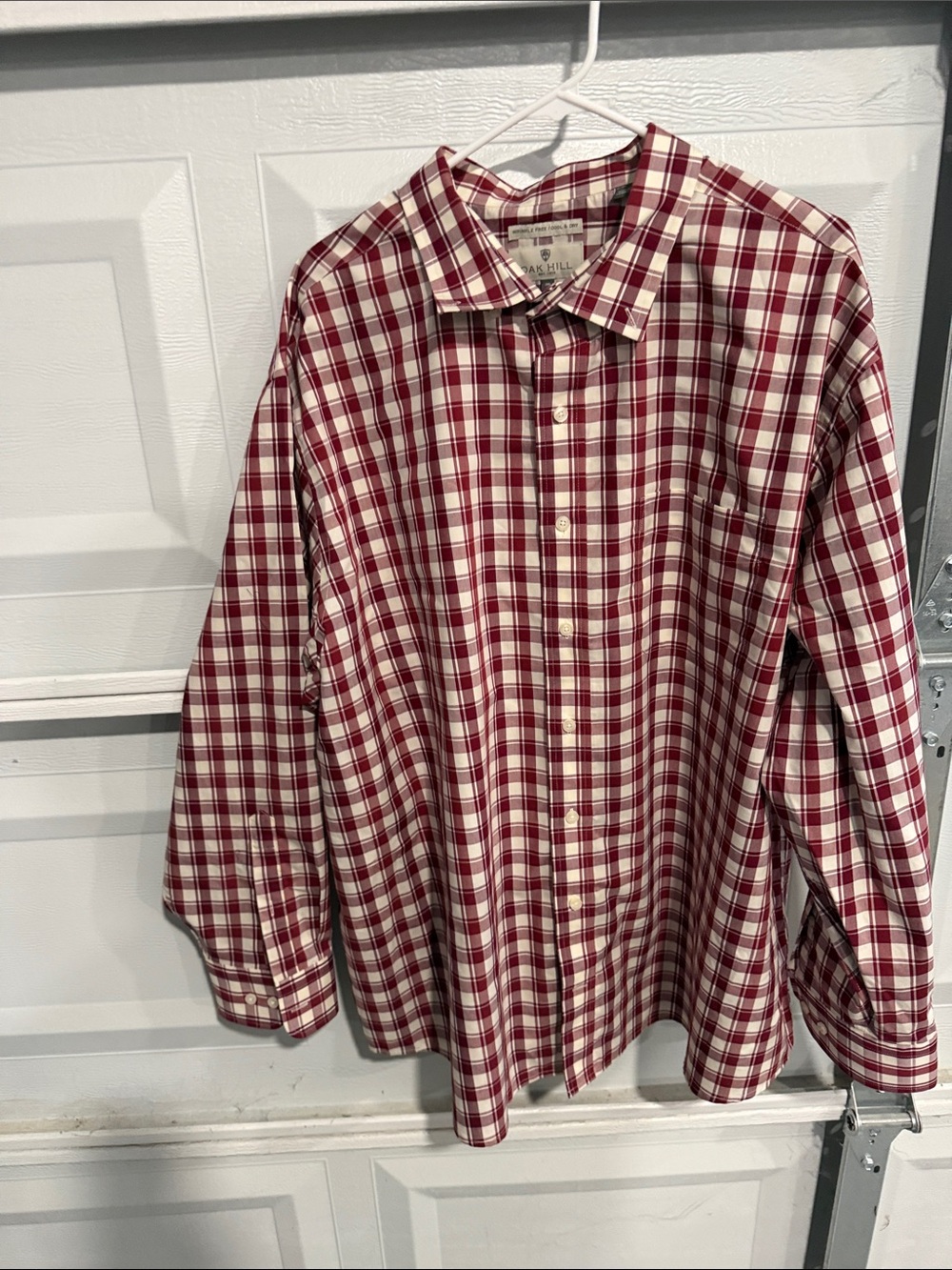 Men's Red and White Plaid Button-Down Shirt - Picture 3 of 4